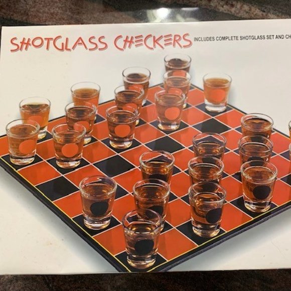 Spencer's Games Vintage Shot Glass Checkers Board Game Poshmark